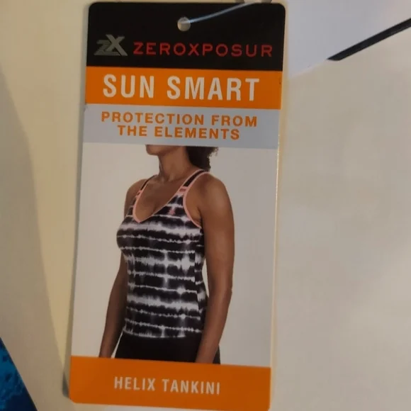 NEW ZeroXposur quick dry active floral tie-dye Helix tankini top with UPF 30 - Picture 8 of 10